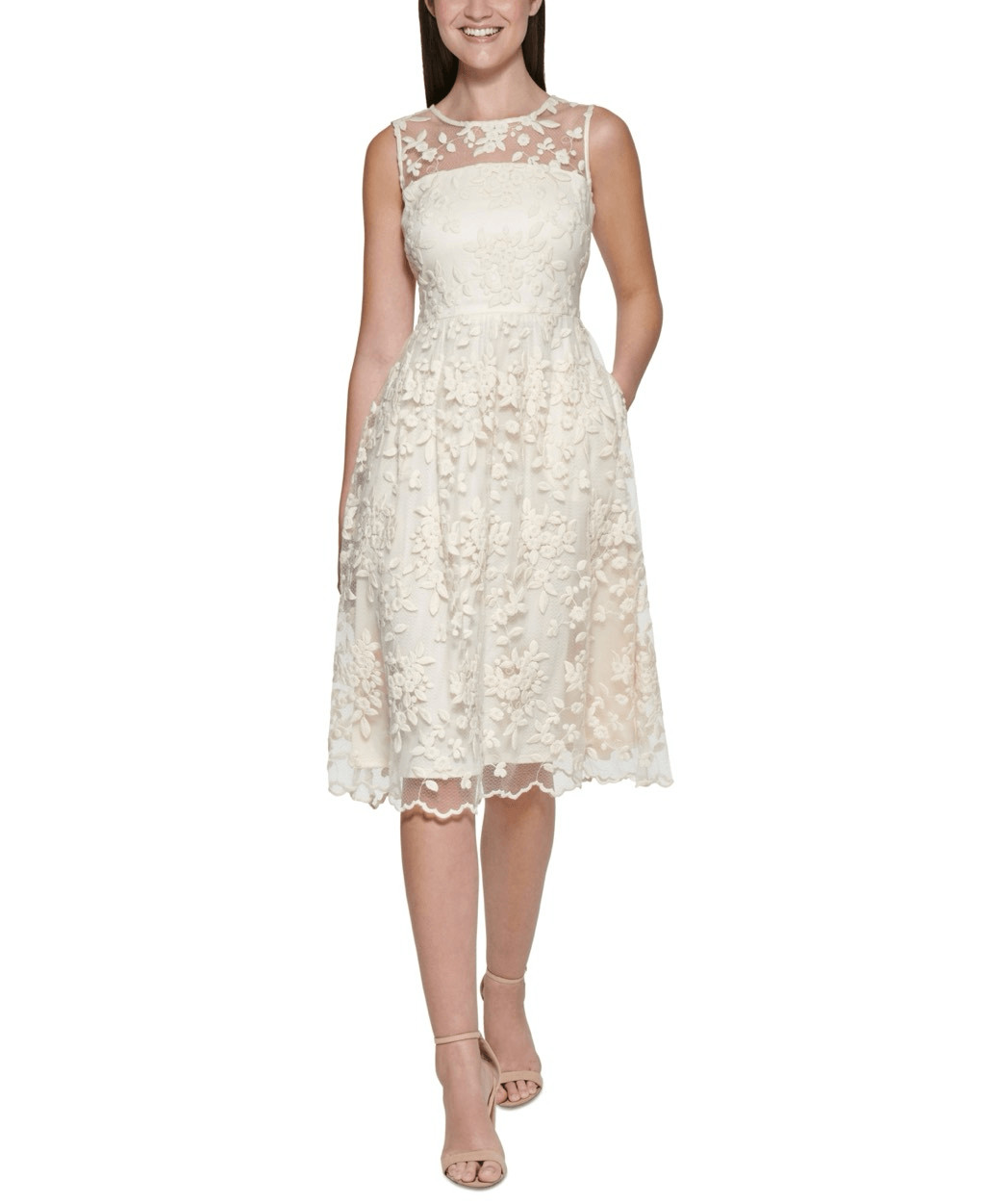 Kensie Women's Embroidered Lace Dress - Ivory Size 8