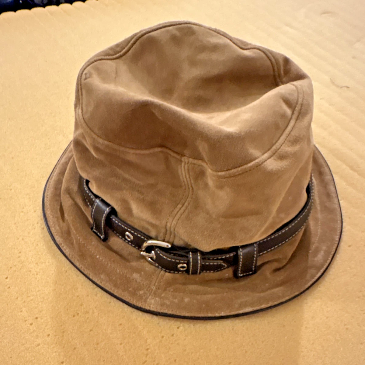 Coach Brown silk bucket hat with suede buckle! Coach Rowan Bucket Bag suede/Im/Vintage Brown | Mercari main image 4