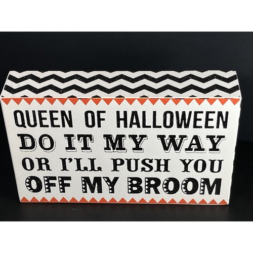 Wooden Queen Of Halloween Sign Decor 9.5” Table Or Hanging - Picture 2 of 10