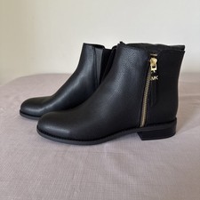 Michael Kors Womens Britt Flat Tumbled Faux Leather Booties Black Size 7-NIB