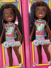 Barbie Club Chelsea Beach-floral Swimsuit-Brn Hair Lot Of 2-6 Inch NWB