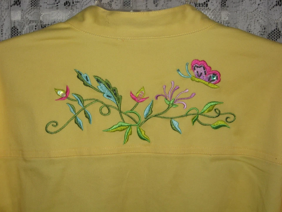 QUACKER FACTORY JACKET FLORAL EMBROIDER SEQUINS XL ZIP FRONT NEW SHIP FREE USA - Image 3 of 4