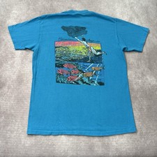 Vintage 80s Hawaiian Legends Shirt Mens L Blue Fish Ocean