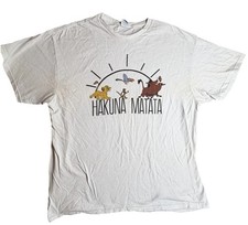 Disney Lion King Hakuna Matata Graphic T-Shirt Mens XL White Simba Timon Pumbaa