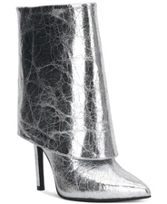 I.n.c. International Concepts Women's Sabeel Cuff Booties, Silver Crinkle, 8M