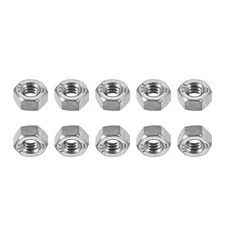 10 Pack 1/4-20(UNC) Hex Nuts 304 Stainless Steel Hexagonal Nuts Silver Tone
