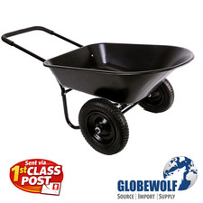 Two 2 Wheel WHEELBARROW 150kg Heavy Duty 85L Steel / Plastic Yard Barrow Equine