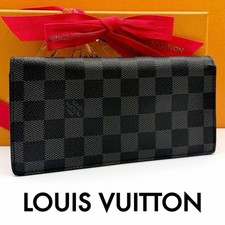 Louis Vuitton Damier Graphite Portefeuille Brazza Bi Fold Long Wallet Black