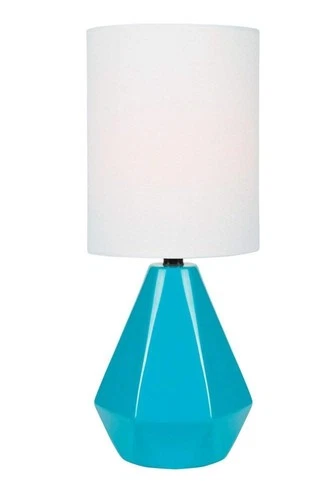 Lite Source Mini Table LAMP, Blue Ceramic/White Linen Shade, E27 A 60W LS-232... - Picture 2 of 4