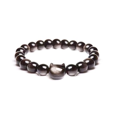Geld Attraktion Katze Armband - schwarze Obsidian Frauen Armbänder - Reichtum Wohlstand