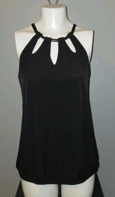 NWT Womens Express Black Tank Top Tie Back M Medium Elastic Waist