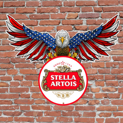 Stella Artois American Eagle Metal Sign Man Cave Bar Decor Metal Beer Sign 16''