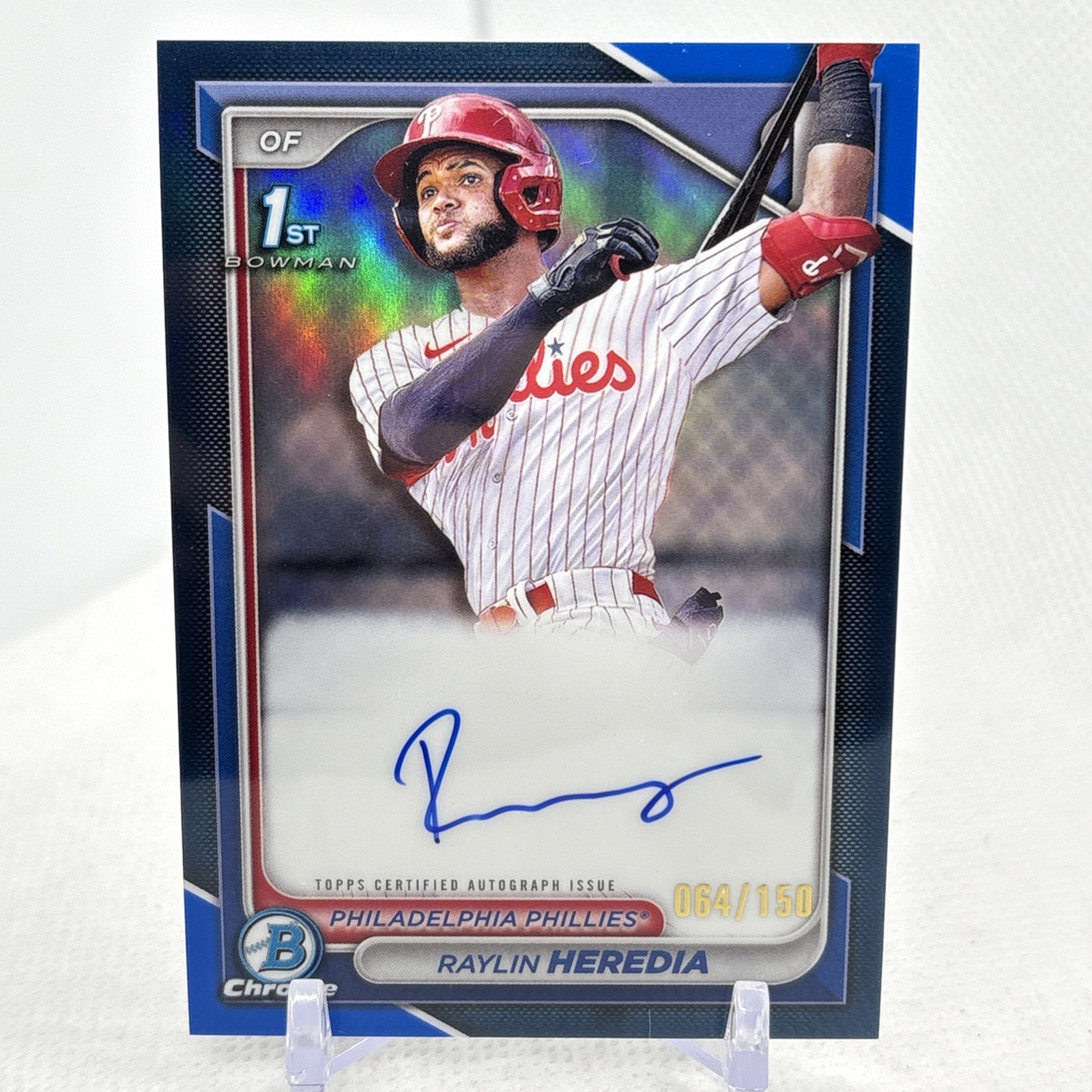 2024 Bowman Chrome Prospect Blue Refractor /150 Raylin Heredia #CPA-RH Auto