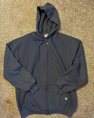 Vintage Russell Athletic Full Zip Hoodie Men 2XL Blue Made In USA