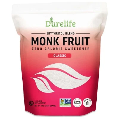 Durelife Monk Fruit Sweetener, Classic - White Sugar Substitute, 10 lb Bulk