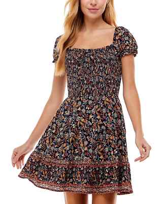 green emerald velvet dress Womens Floral Smocked Dress