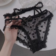 Sexy Lady Lace Panties Lolita Lingerie Ruffled Sheer Hollow Lingerie Cute Heart