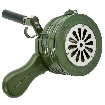 Handsirene zum Kurbeln 100 db Alarm Feuerwehr Luftschutz Handkurbel Oliv manuell