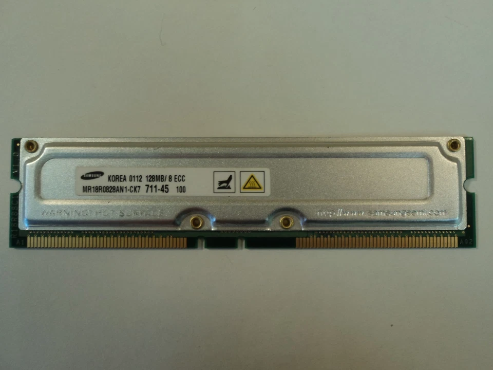 Samsung RAM Memory Module 128MB PC700 RDRAM RIMM 184-Pin RAMBUS MR18R0828AN1-CK7 - Image 3 of 4