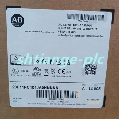 NEW 20F11NC104JA0NNNNN PowerFlex Air Cooled 753 AC Drive