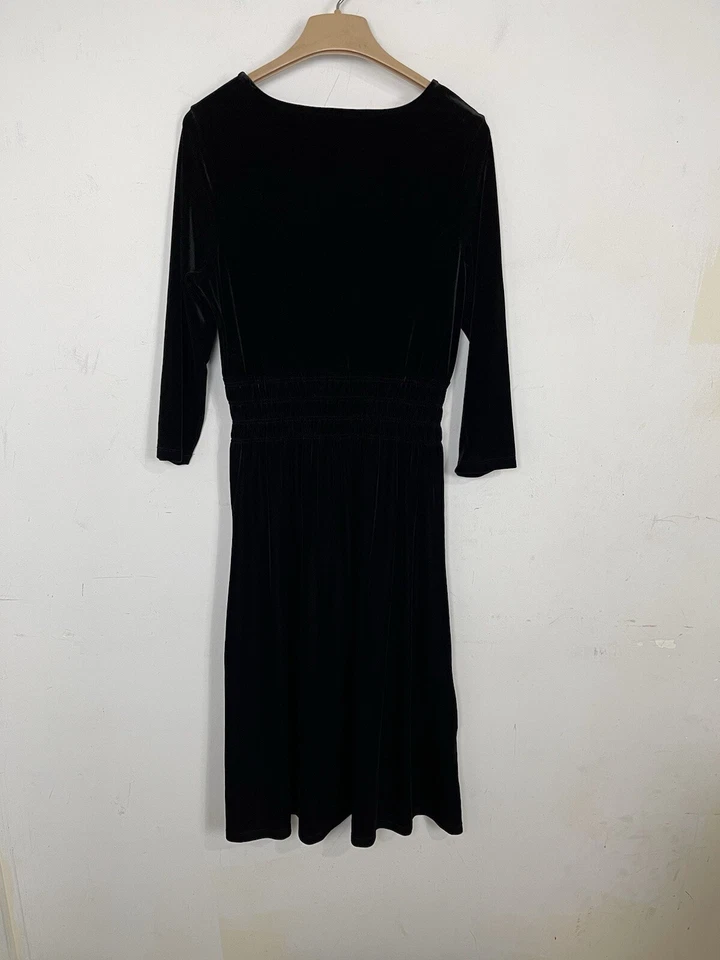 Eddie Bauer женщин платье M высокий черный готический бархат со сборками надежном праздник коктейль - Изображение 3 из 4