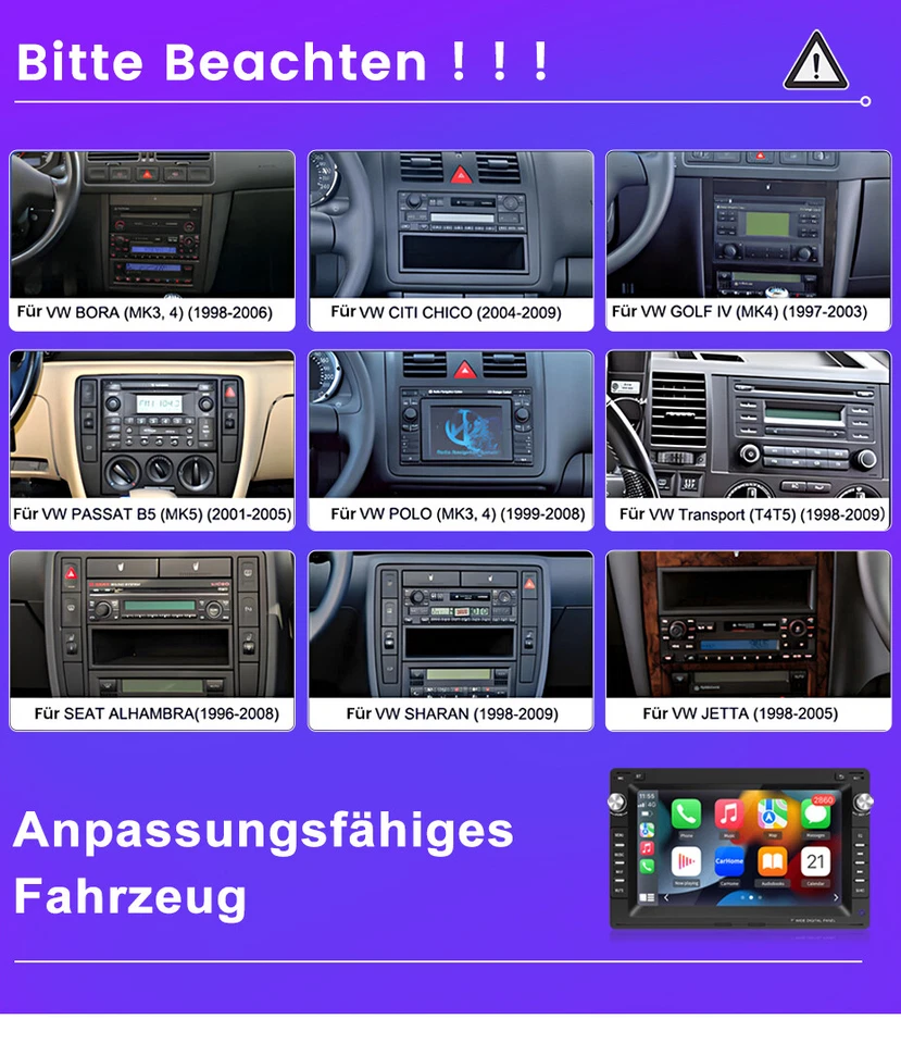 Android 14 Autoradio Carplay Für VW Polo 9N Golf Jetta MK4 Passat T5 DAB+ 2+64G - Bild 4 von 4