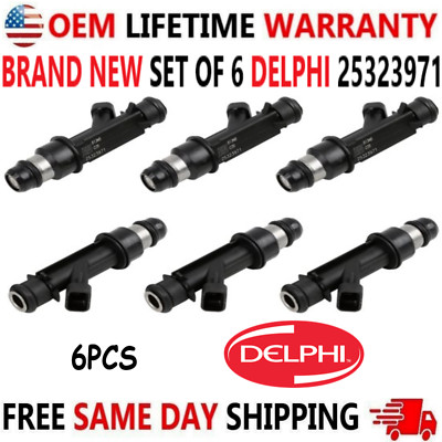 Brand NEW DELPHI Set of 6 Fuel Injectors for 2002, 03, 04, 2005 Buick Rendezvous