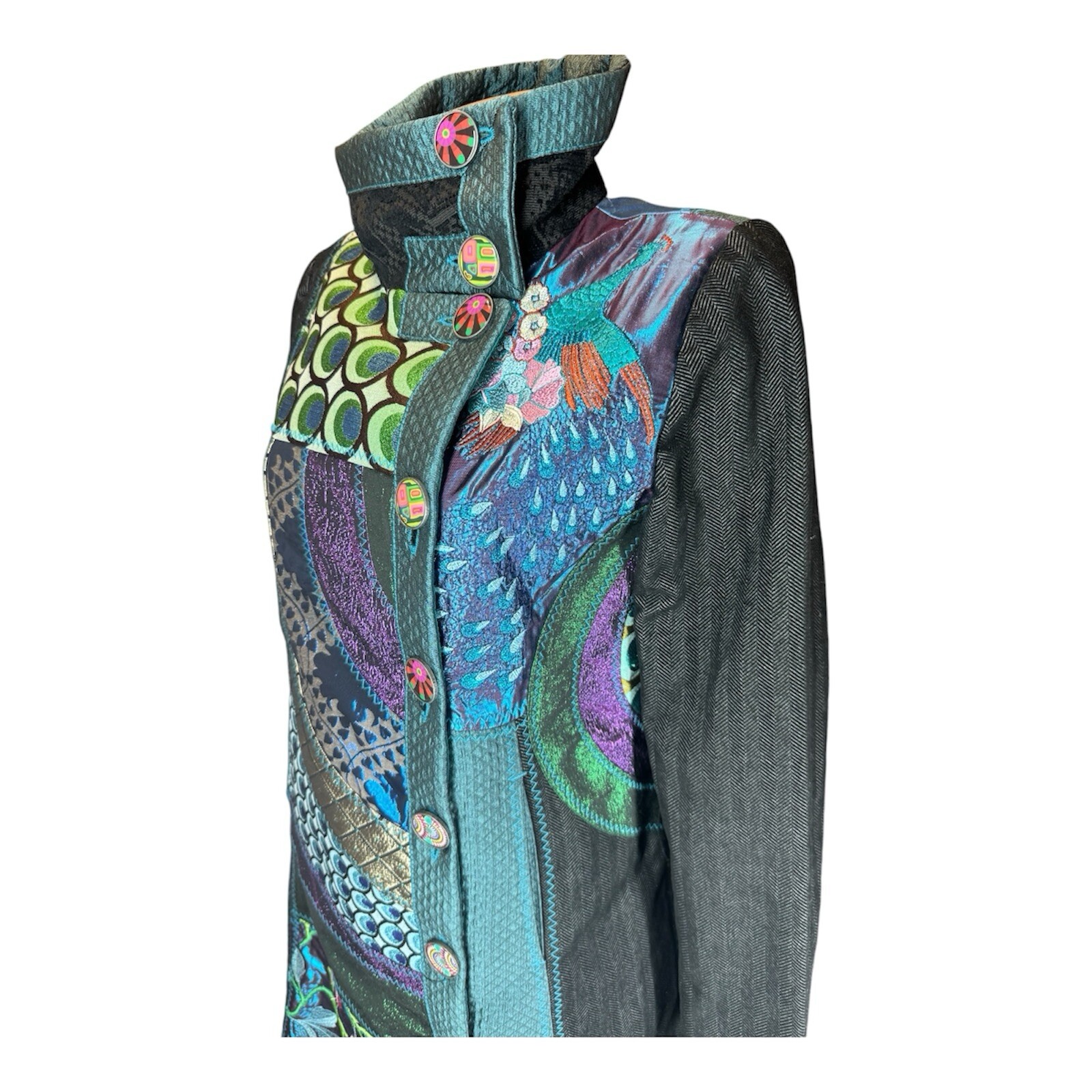 Desigual Multicolor Embroidered Patchwork Herring… - image 6