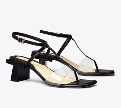 Tory Burch Block T Heel Strappy Sandal Size 9 Black | eBay display picture 2