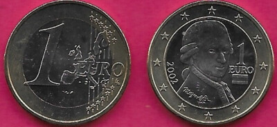 Pièce De 1 Euro Autriche 2002 – Wolfgang Amadeus Mozart, Non Modifiée