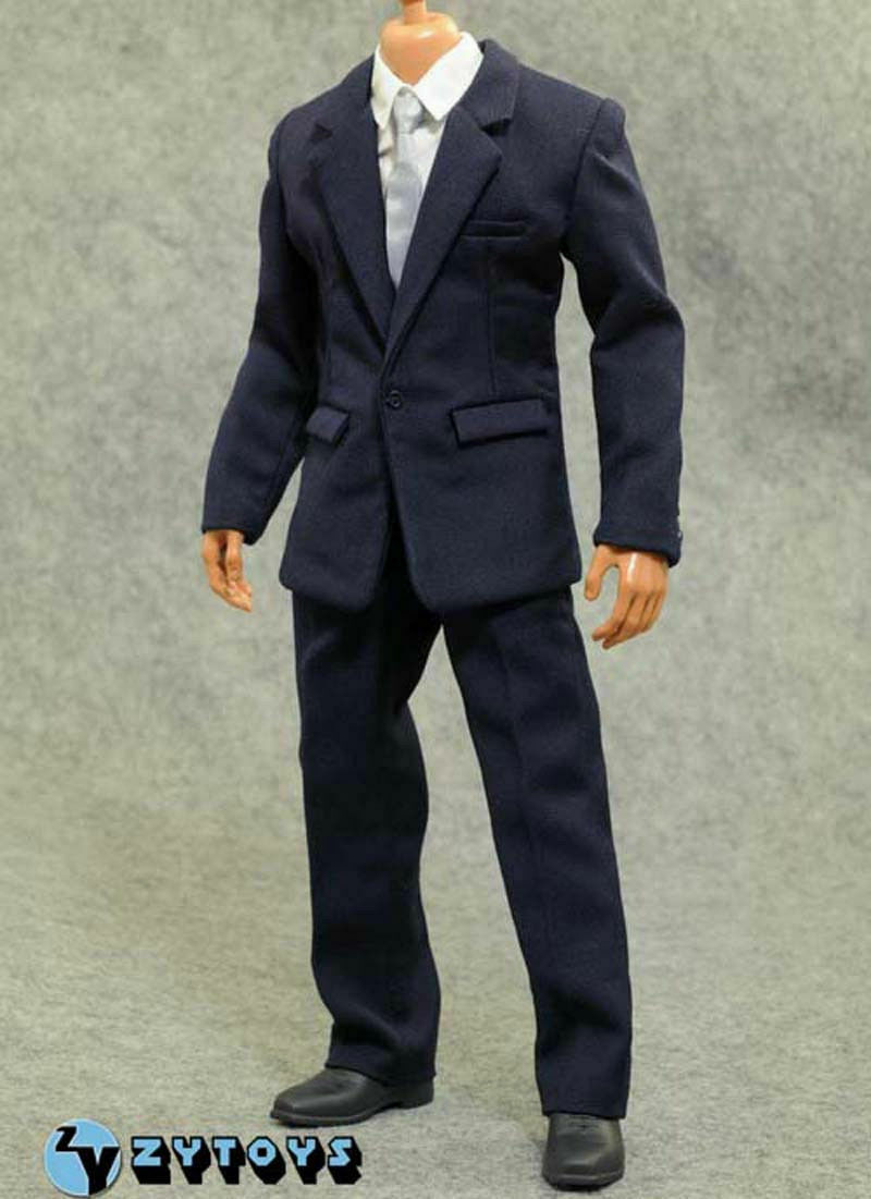 ZYTOYS 1/6 Male Navy Blue Business Suit Clothes Set For 12