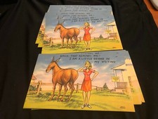 LOT OF 40 UN USED 1940'S 1 CENT POST CARDS COMIC JACKASS BEHIND ON WRITING