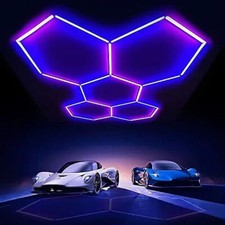 5 Grid Hexagon RGB LED Ceiling Light DIY Remote Shaped Detail Lights for Garage