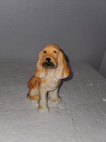 Vintage Cream Red Spaniel Sitting dog bone china Japan Figurine