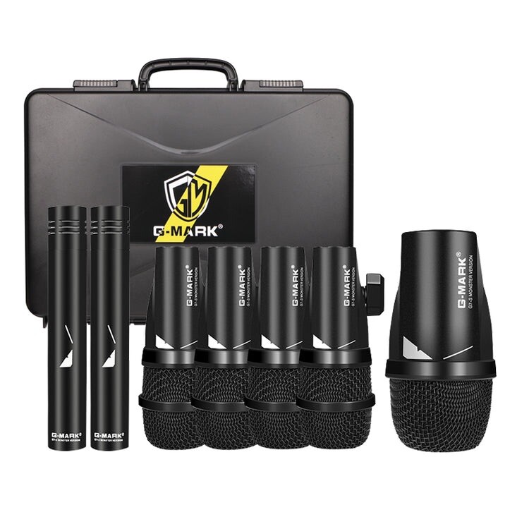 G-MARK 7-Piece Drum Mics, G7 Dynamic Drum Microphone Kit for Bass/ Kick Drum..
