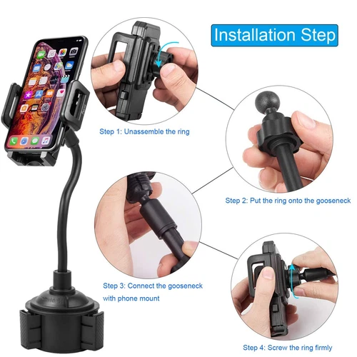 Car Mount Adjustable Gooseneck Cup Holder Stand Cradle Universal Cell Phone US - Picture 3 of 13