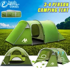 3-4 Person Tunnel Camping Tent Outdoor Waterproof Family Dome Sun Rain Shelter