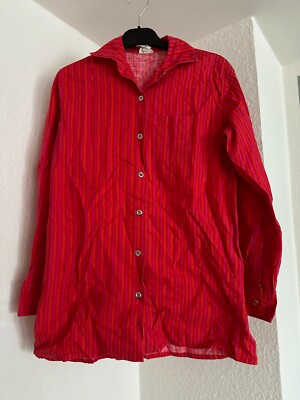 Marimekko Jokapoika Bluse Hemd rot gestreift 36 S Finnland scandi
