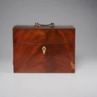 Large Georgian Style Metal Lined  Wood Brass Tea Caddy Box 11" Antique 19th C