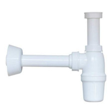 Sifone Lavabo Bidet 1 1/4 a Bottiglia Scarico 32 mm in PVC per Lavandino Bianco