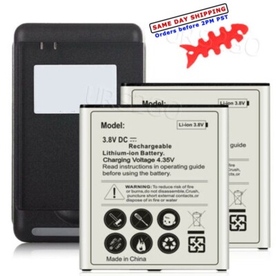 2x 4500mAh Battery Charger Winder for Samsung Galaxy Grand Prime G530T1 MetroPCS