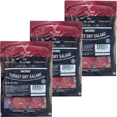 Uncured Sliced Turkey Dry Salami PACK3 Салями Alef 3.99 oz x 3