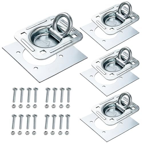 4 Pack Recessed D-Ring Tie Down Anchors 6,000 lb. Capacity, Heavy Duty Kit for T - Picture 1 of 7