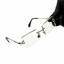 Men's Rectangular Luxury Vintage Retro Gold Clear Lens Fashion Hip Hop Glasses
