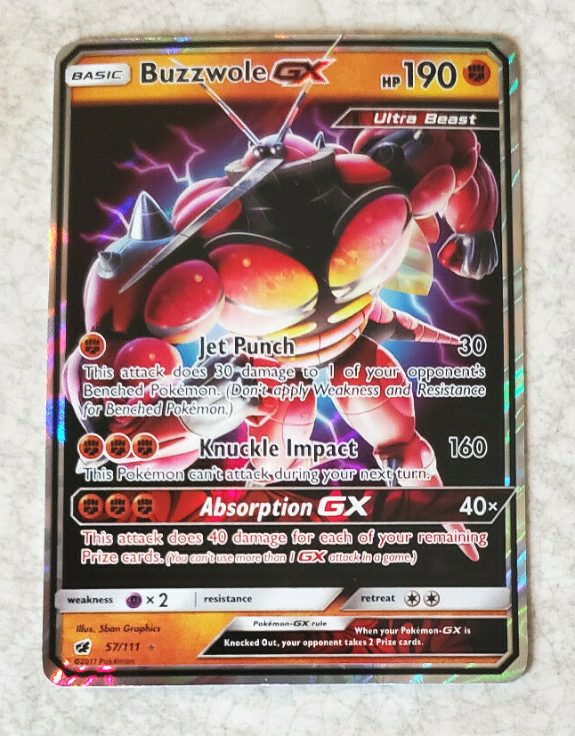 POKEMON BUZZWOLE GX 57/111 RARE HOLO SUN MOON CRIMSON INVASION SM4 NM