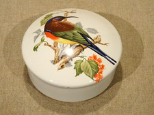 Coffret à bijoux  bonbonnière faïence Lunéville KG  décor d'oiseau