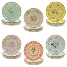 Oevbexos 102-Pack 9" Floral Disposable Plates for Tea Party, Shower, Wedding