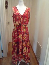 CALVIN KLEIN DRESS Floral Chiffon Hi-Low Sleeveless Slip Faux Wrap Size 8 NWT
