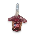 Fenton Red God Bless America Basket, Painted by T. Kelley