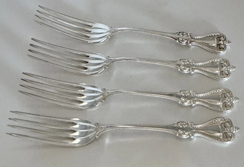 FOUR ANTIQUE TOWLE OLD COLONIAL  (1894) STERLING SILVER 7" DINNER/LUNCHEON FORKS